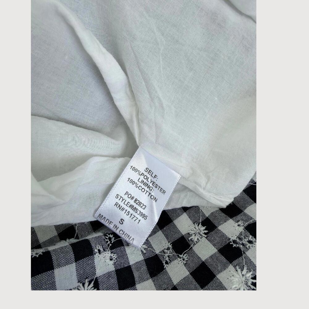 Le Lis Gingham Embroidered Mini Skirt Black White S - Picture 5 of 9